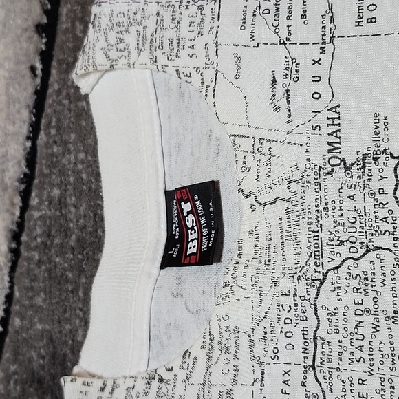 VINTAGE NEBRASKA ALL-OVER STATE MAP CREW-NECK GRAPHIC TEE-SHIRT UNISEX LARGE - Picture 3 of 14